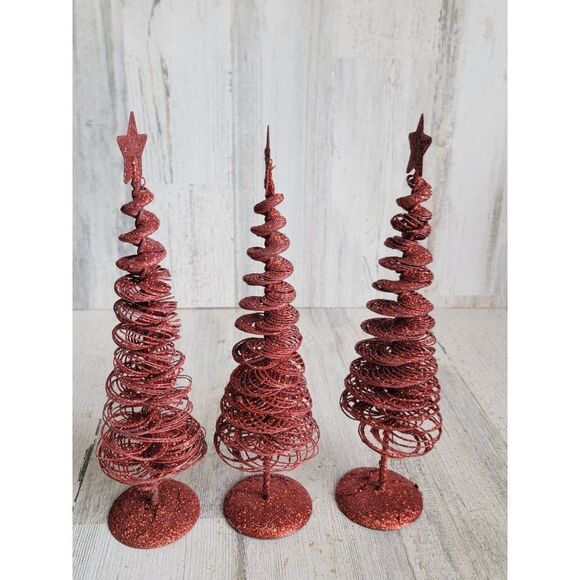Glitter red star pine tree xmas Home decor metal - Picture 6 of 10